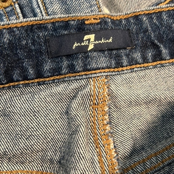 7 For All Mankind Distressed Denim Mini Skirt Size 23 - Picture 4 of 5